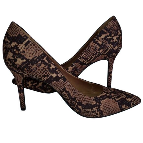 H&M BEIGE & BLACK SNAKE PRINT HEELS SZ.7 NWOT. - Picture 8 of 10